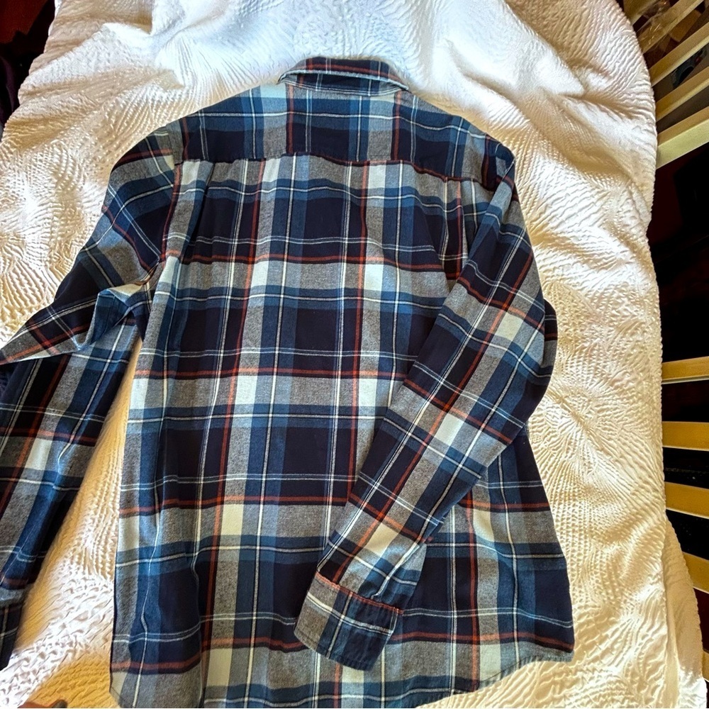 Weatherproof Navy and Gray and orange Plaid Men's Shirt - Picture 7 of 7